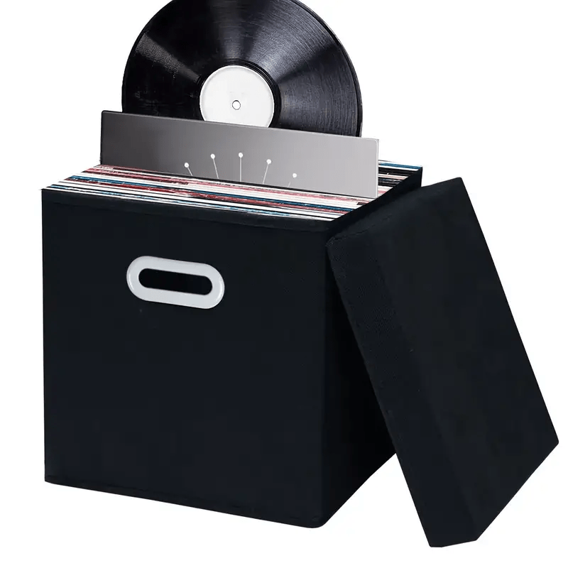 Caja de almacenamiento de discos de vinilo, soporte para discos de madera,  organizador de discos de cubo clásico, para más de 100 discos, soporte para