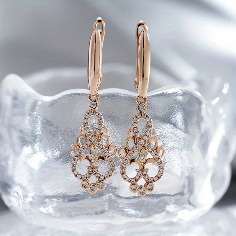 

Luxury Zircon Golden Color Long Dangle Womens Love Infinity Earrings Fashion Wedding Jewelry Party Earrings