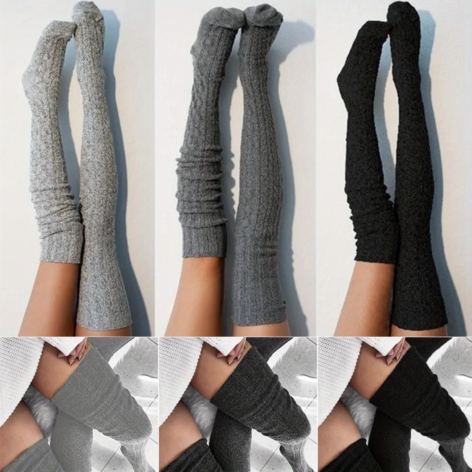 Cable Knitted Knee Socks Warm Stylish Knee Knit Socks Women - Temu