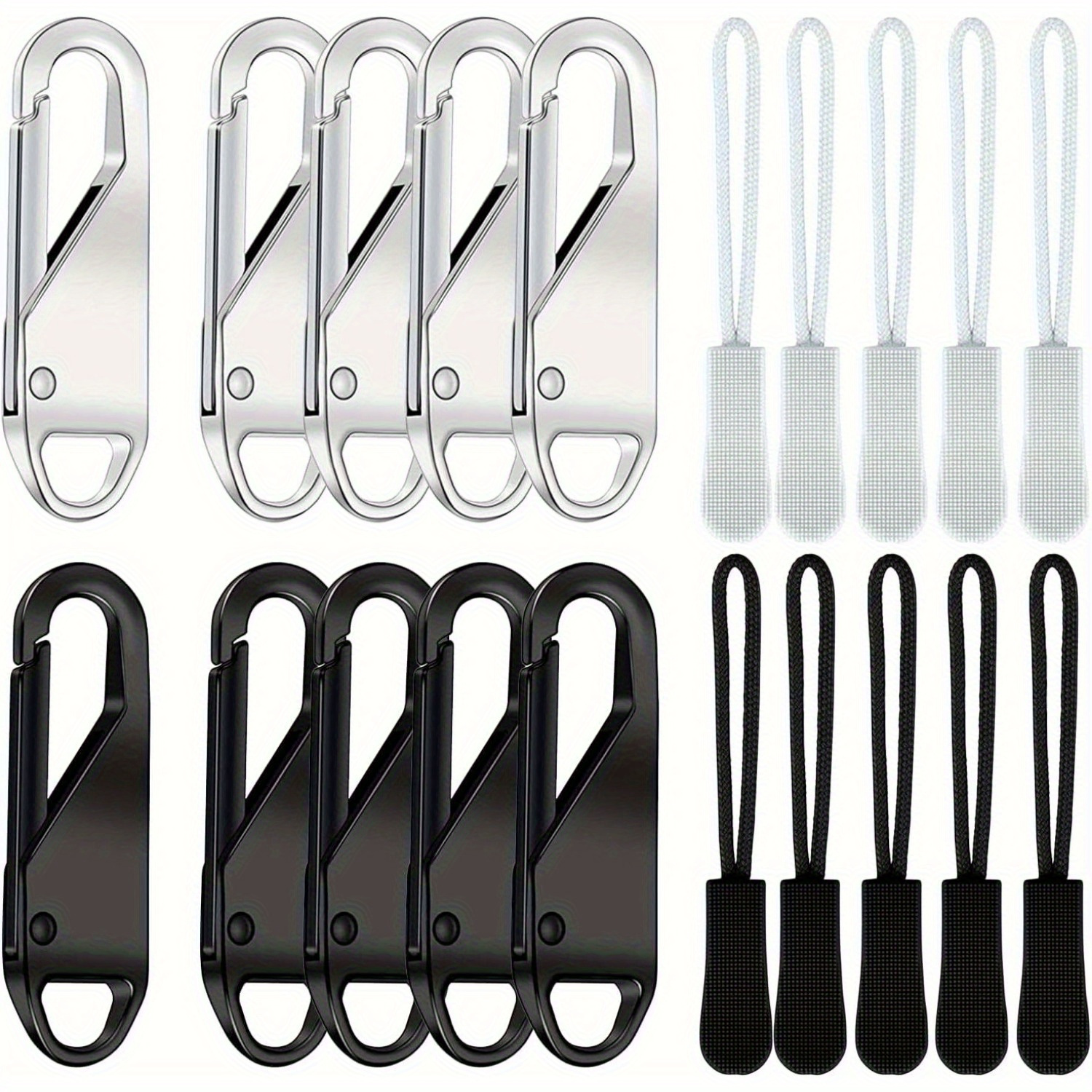 12 Pieces Zipper Pull and 12 Luggage Zipper Pull Tab Extender Metal Zipper  Handl