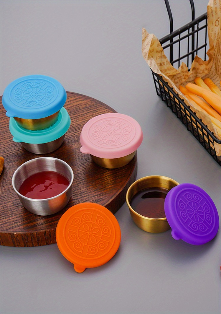  2PCS Dip Containers, 4oz Silicone Salad Dressing