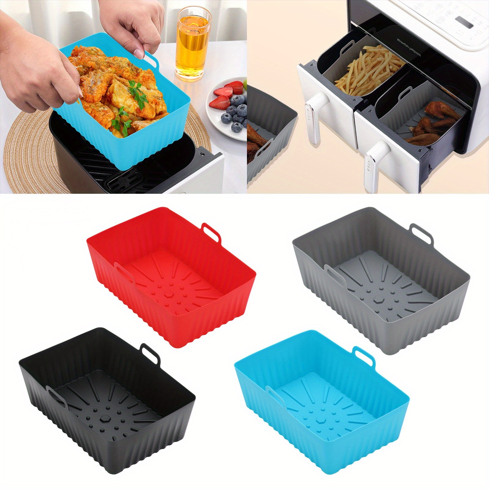 Round Air Fryer Accessories Silicone Tray Mat Grill Pizza Oven Baking Trays  Pan Mats Chicken Basket Mat AirFryer Silicone Pots