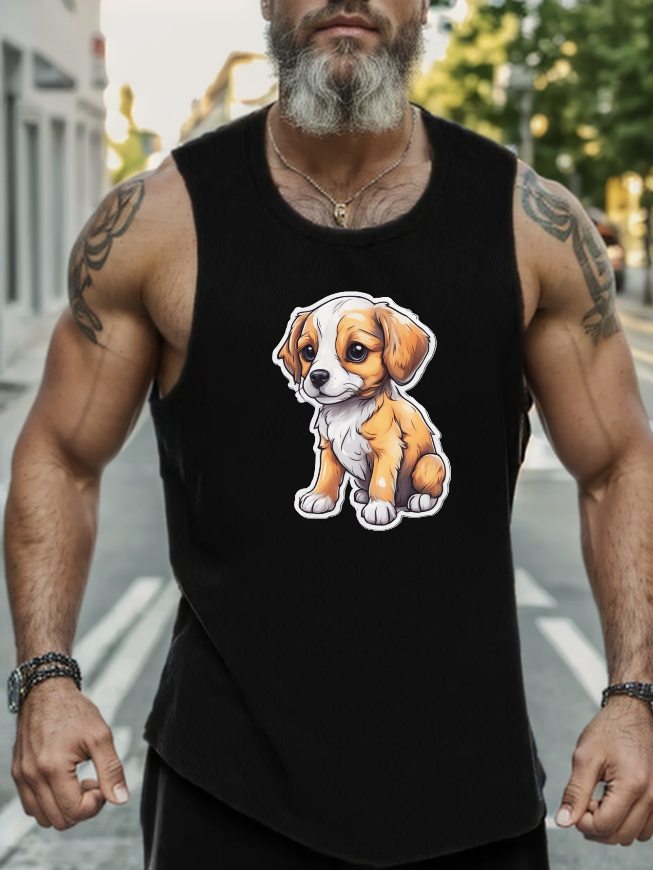 Cute Dog Print Men's Graphic Design Tanktop Casual Comfy - Temu Ireland