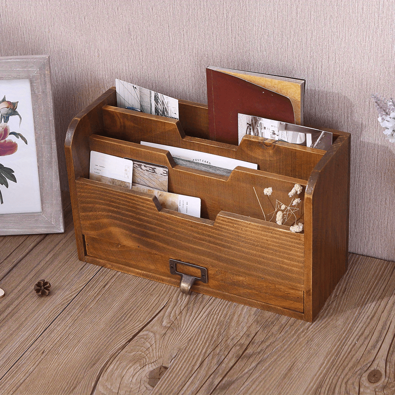 Drawer Wooden Storage Organizer Small Desktop Decorative Cabinet