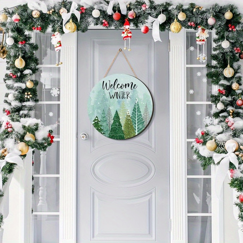 Christmas Welcome Sign Wood Decorations Welcome Sign Christmas Front  Snowflake