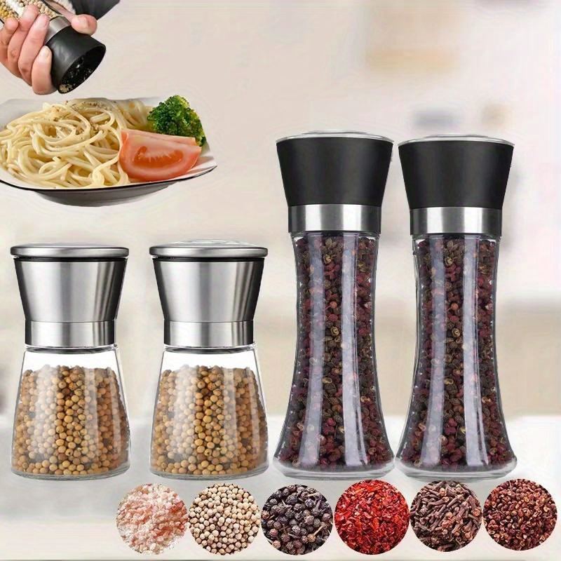Wood Manual Pepper Grinder Salt and Pepper Mill Set Salt Shakers with  Adjustable Ceramic Rotor 5/