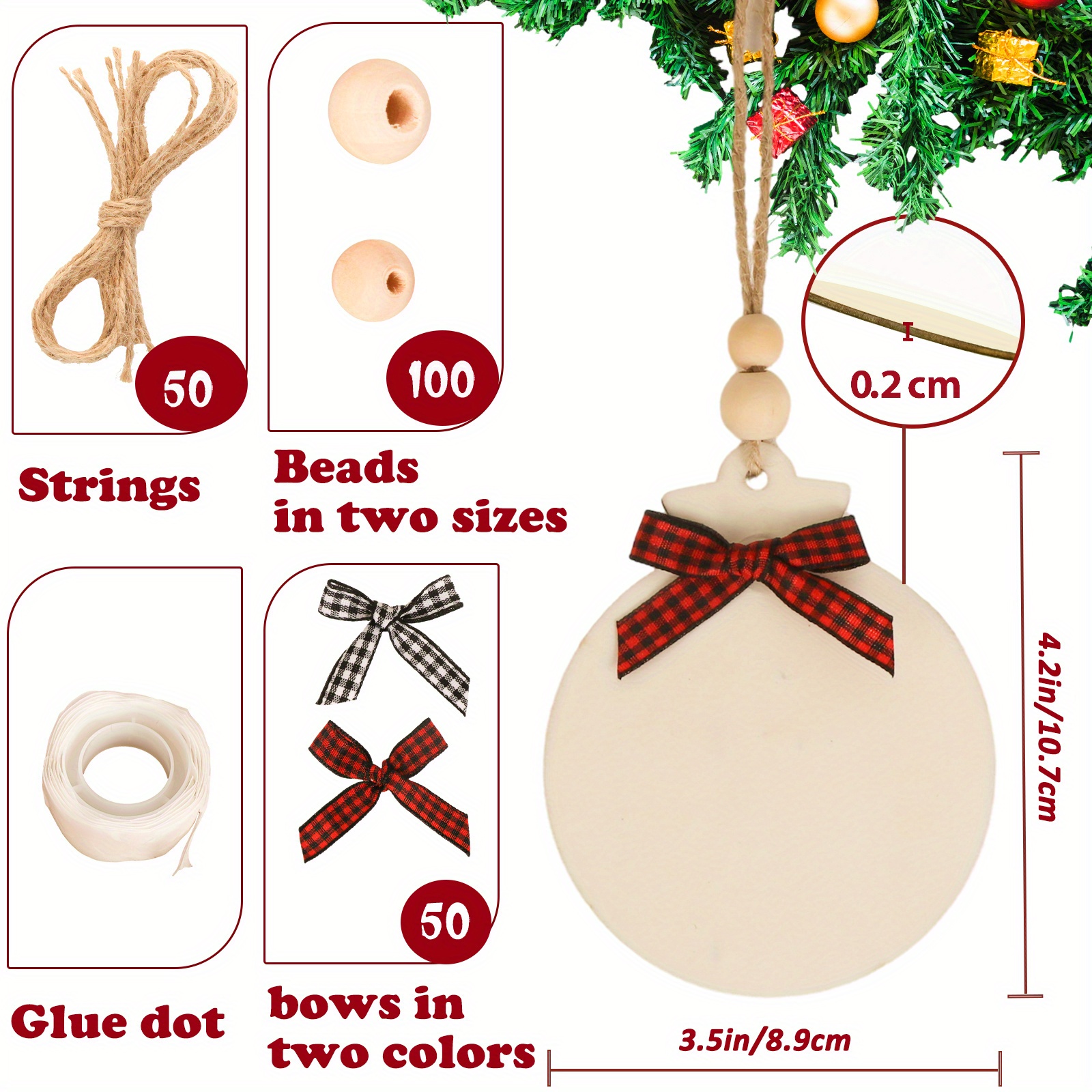 Round Wooden Ornaments With Hole Predrilled Natural - Temu