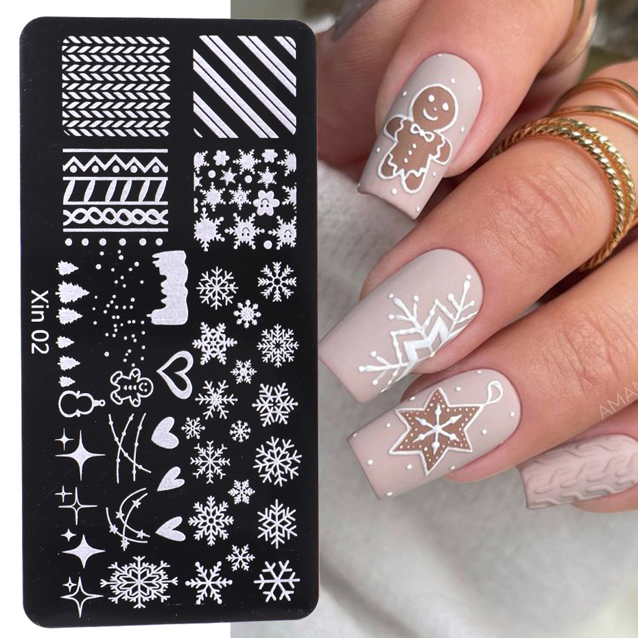 Snowflakes French Nail Stamping Plates Christmas Nail Art - Temu