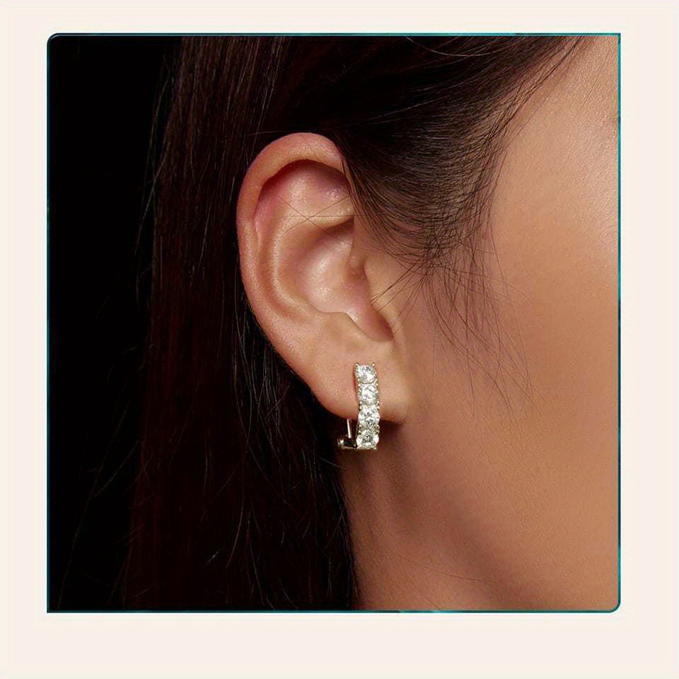 delicate hoop earrings 925 sterling silver hypoallergenic jewelry moissanite inlaid pretty female wedding earrings gift with gift box details 3