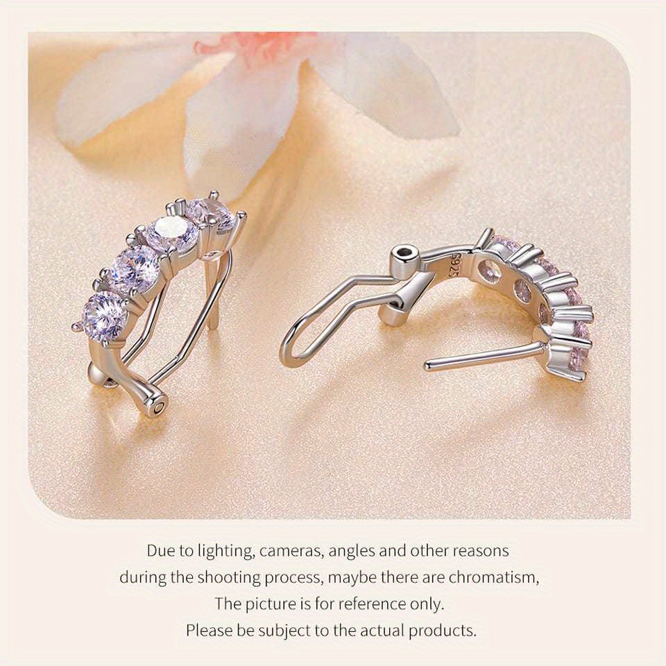 delicate hoop earrings 925 sterling silver hypoallergenic jewelry moissanite inlaid pretty female wedding earrings gift with gift box details 4