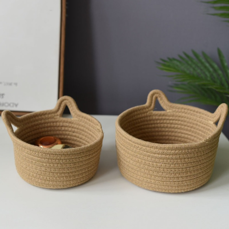 Cat Ears Decor Storage Basket Decorative Woven Storage - Temu