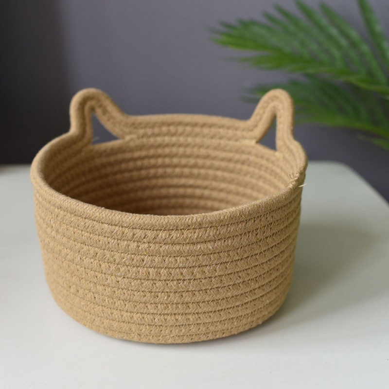 Cat Ears Decor Storage Basket Decorative Woven Storage - Temu