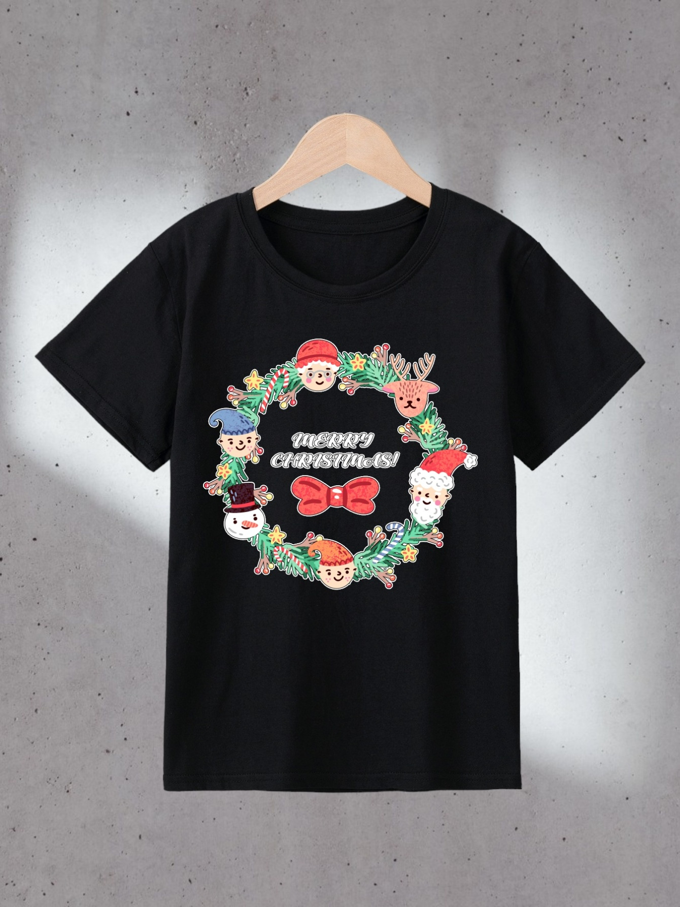Merry Christmas Print Long Sleeve T shirt Crew Neck Color - Temu