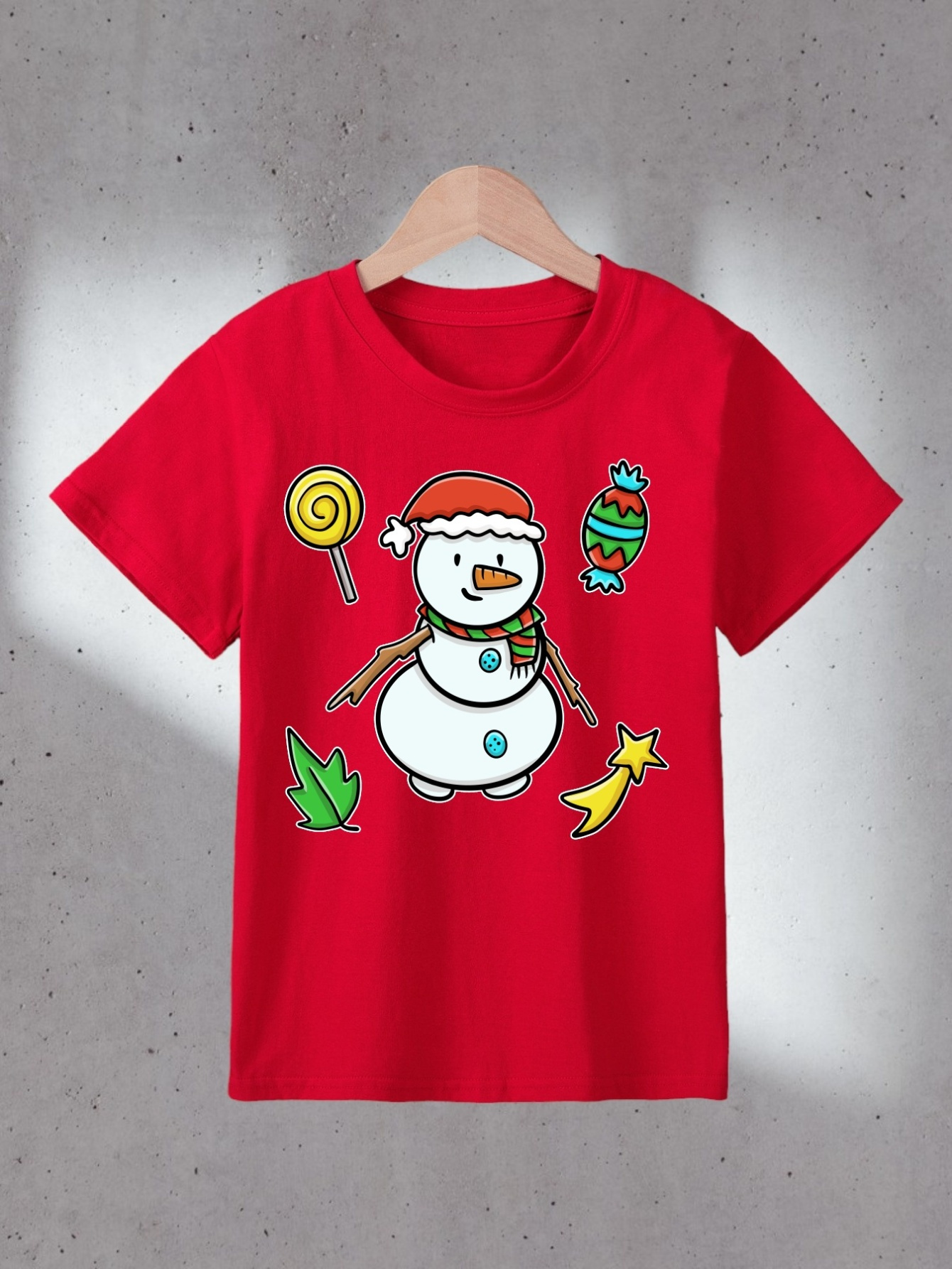 Camiseta Manga Corta Niño Cara Muñeco Nieve Navidad - Temu