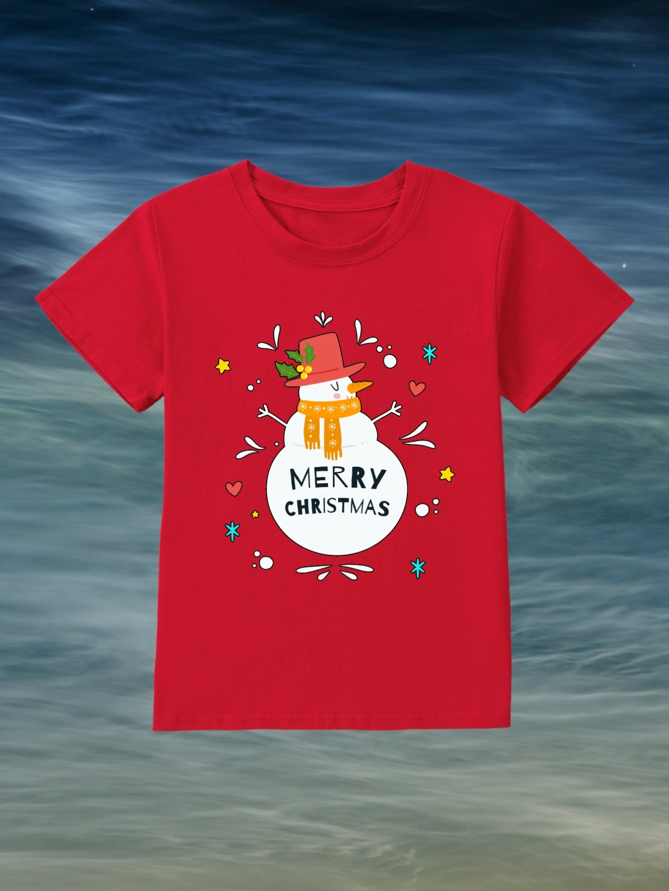 Camiseta Manga Corta Niño Cara Muñeco Nieve Navidad - Temu Chile