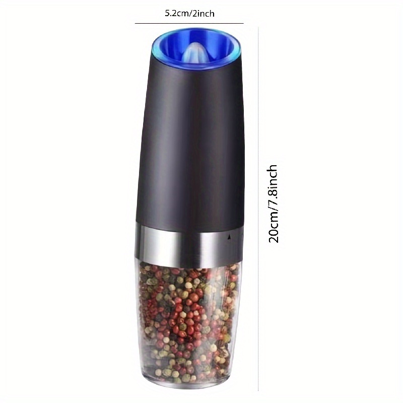Gravity Electric Pepper And Salt Grinder Set, Adjustable Coarseness,  Battery Powered With Led Light, One Hand Automatic Operation, Stainless  Steel Black - Temu