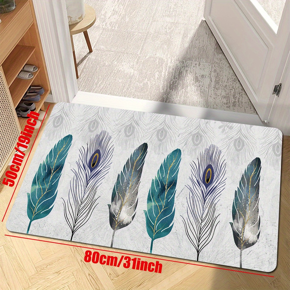 Feather Print Long Carpet Runner Non-Slip Carpets For Corridor