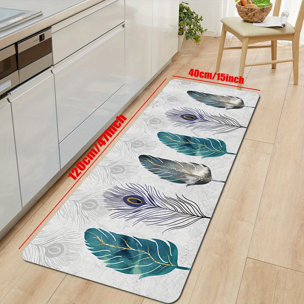 Feather Print Long Carpet Runner Non-Slip Carpets For Corridor