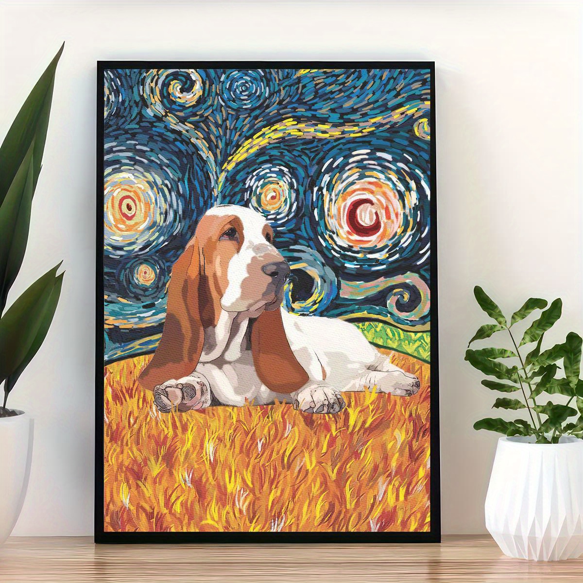 Basset hound canvas on sale art