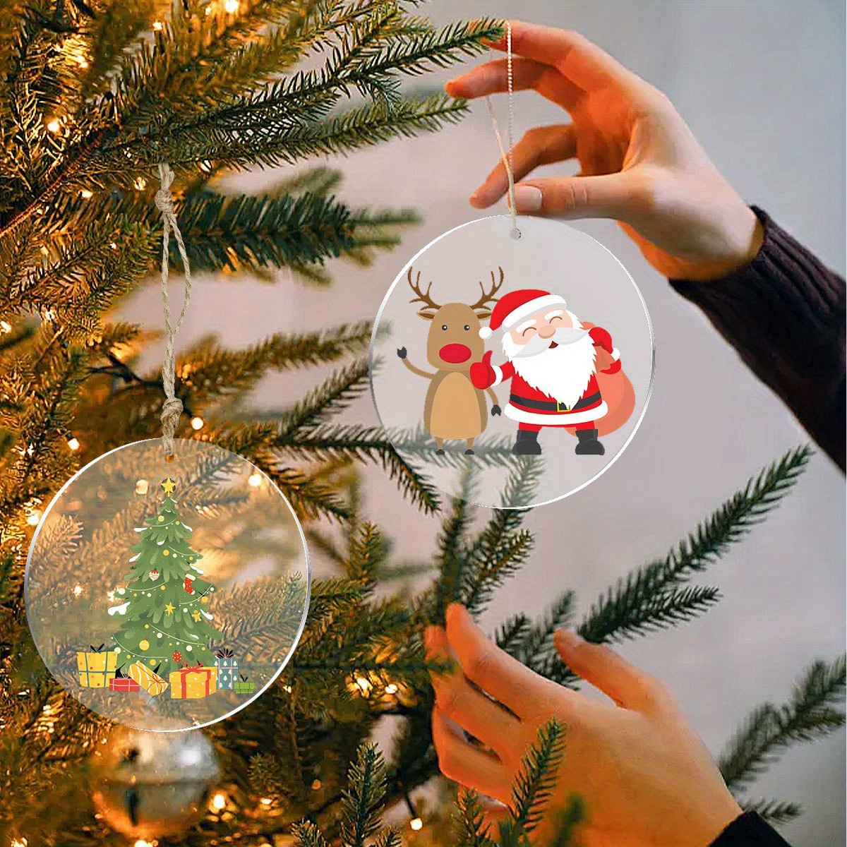 12pcs Christmas Iridescent Ornaments Ball 2.4inch Clear Christmas Balls Fillable Mini Ornaments for Crafts Holiday Party Xmas Tree Decorations Home