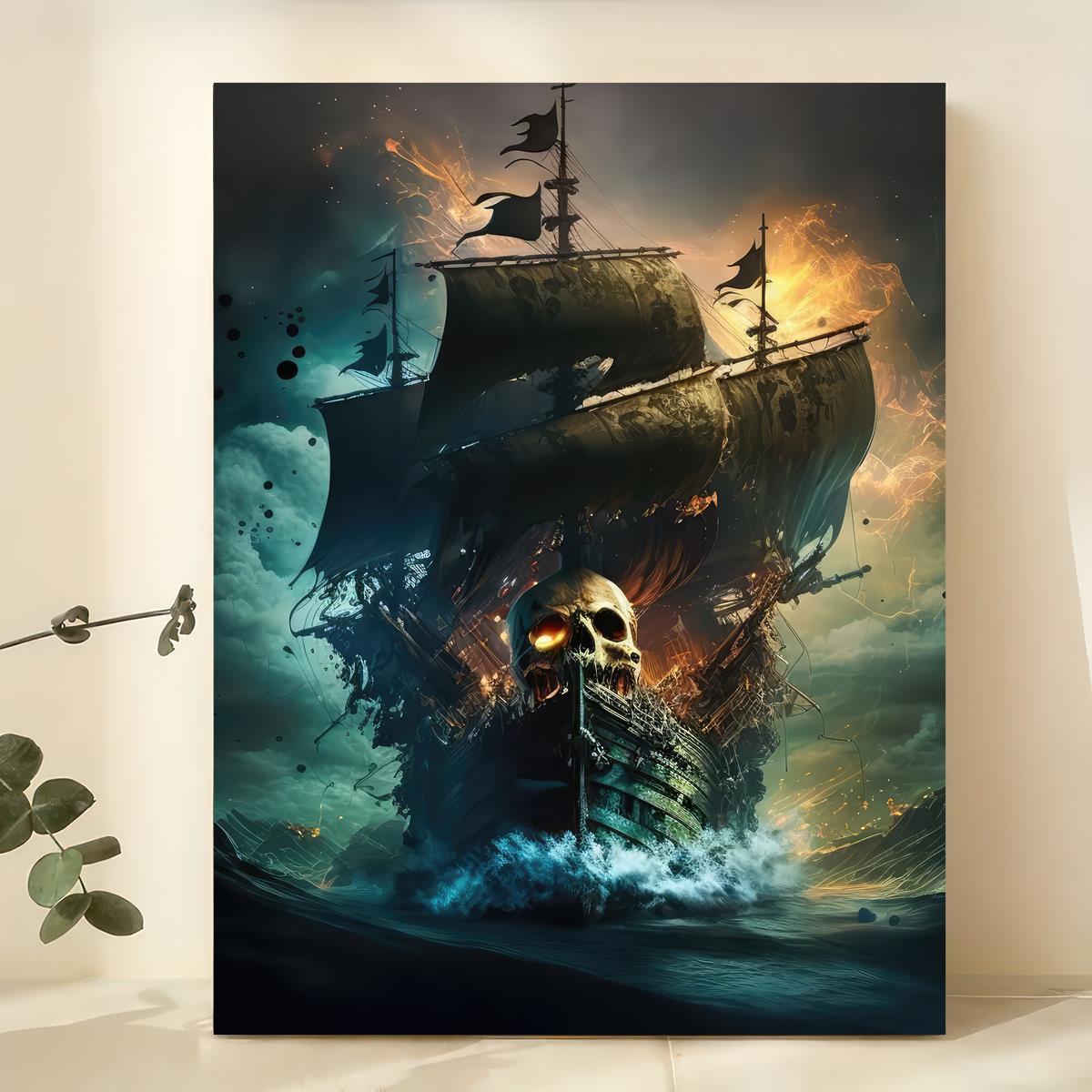 Canvas Poster Pirate Ship In Age Navigation Let's Go Find - Temu