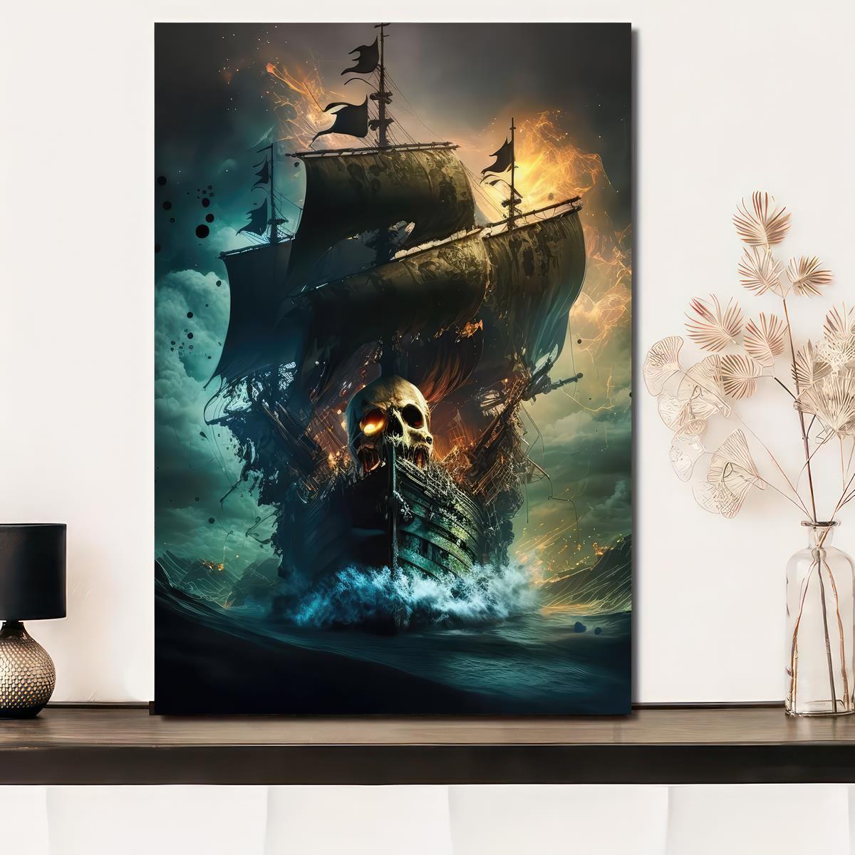 s For Him Artwork Wall Decor Pirate ship Painting Printed canvas
