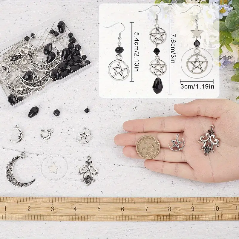 Diy Gothic Earring Making Kit Including Alloy Star Moon - Temu