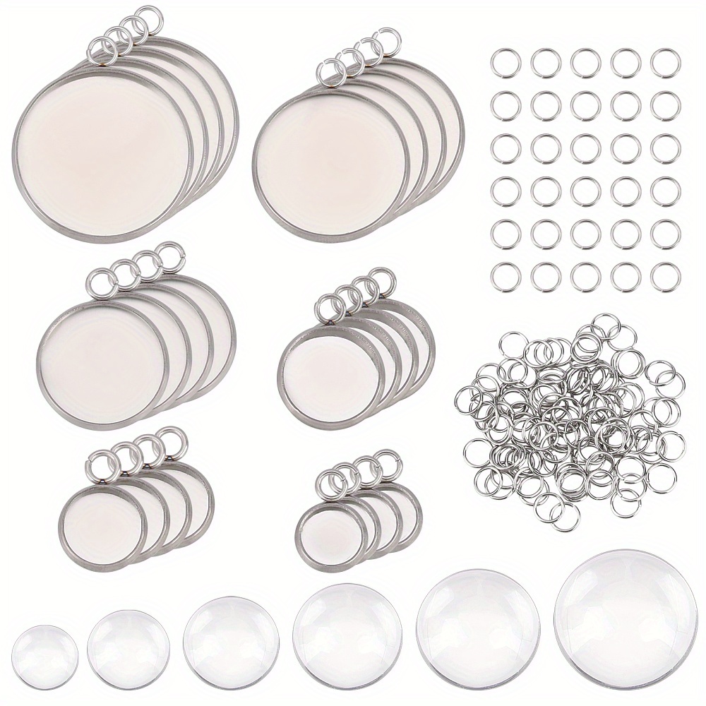 66pcs Pendant Trays, Bezel Pendant Trays Blanks With Glass Cabochons For  Pendants Making And Jewelry Making, 5 Styles, Ideal choice for Gifts