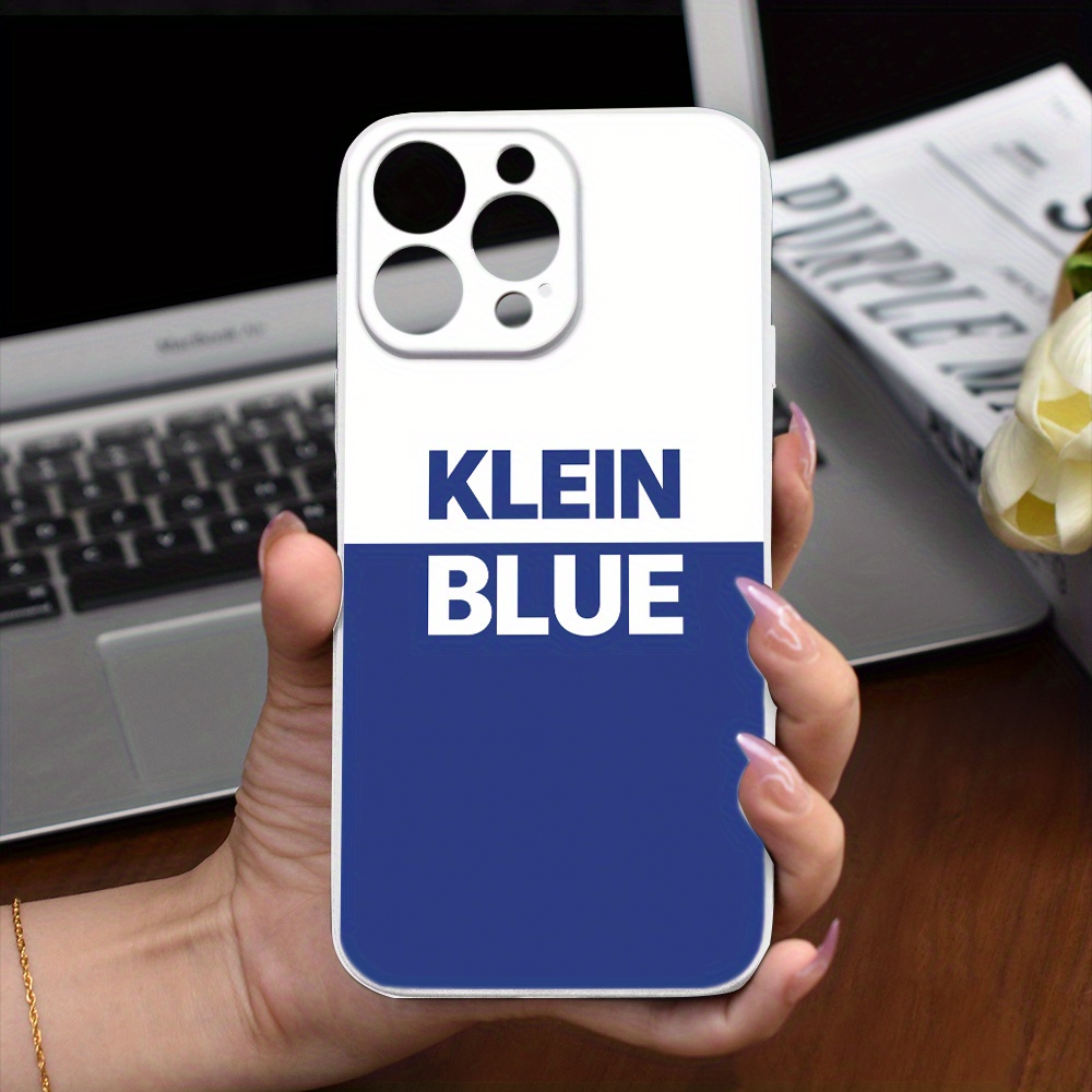 Exquisite Left Straight Edge Blue And White Block Letter White Phone Case Wear resistant Non slip Phone Case For IPhone 15 14 13 12 11 Plus Pro Max