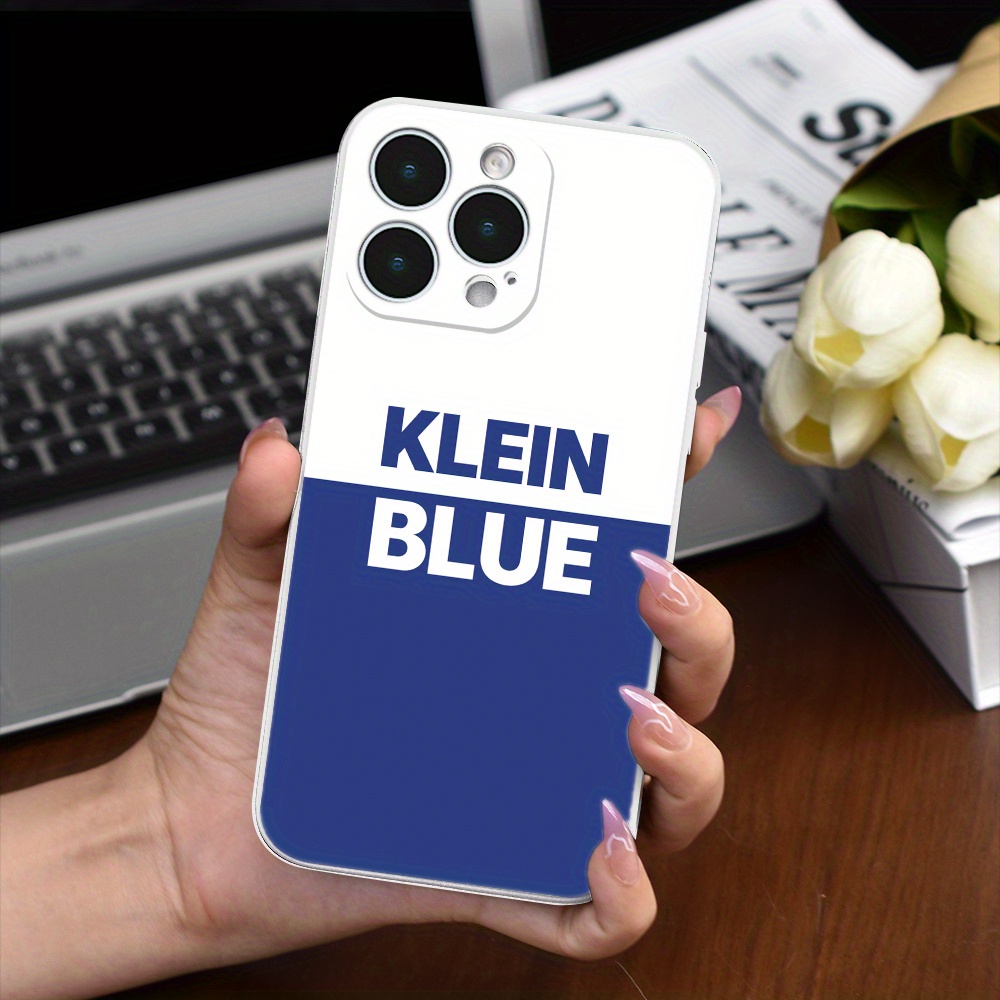 Exquisite Left Straight Edge Blue And White Block Letter White Phone Case Wear resistant Non slip Phone Case For IPhone 15 14 13 12 11 Plus Pro Max