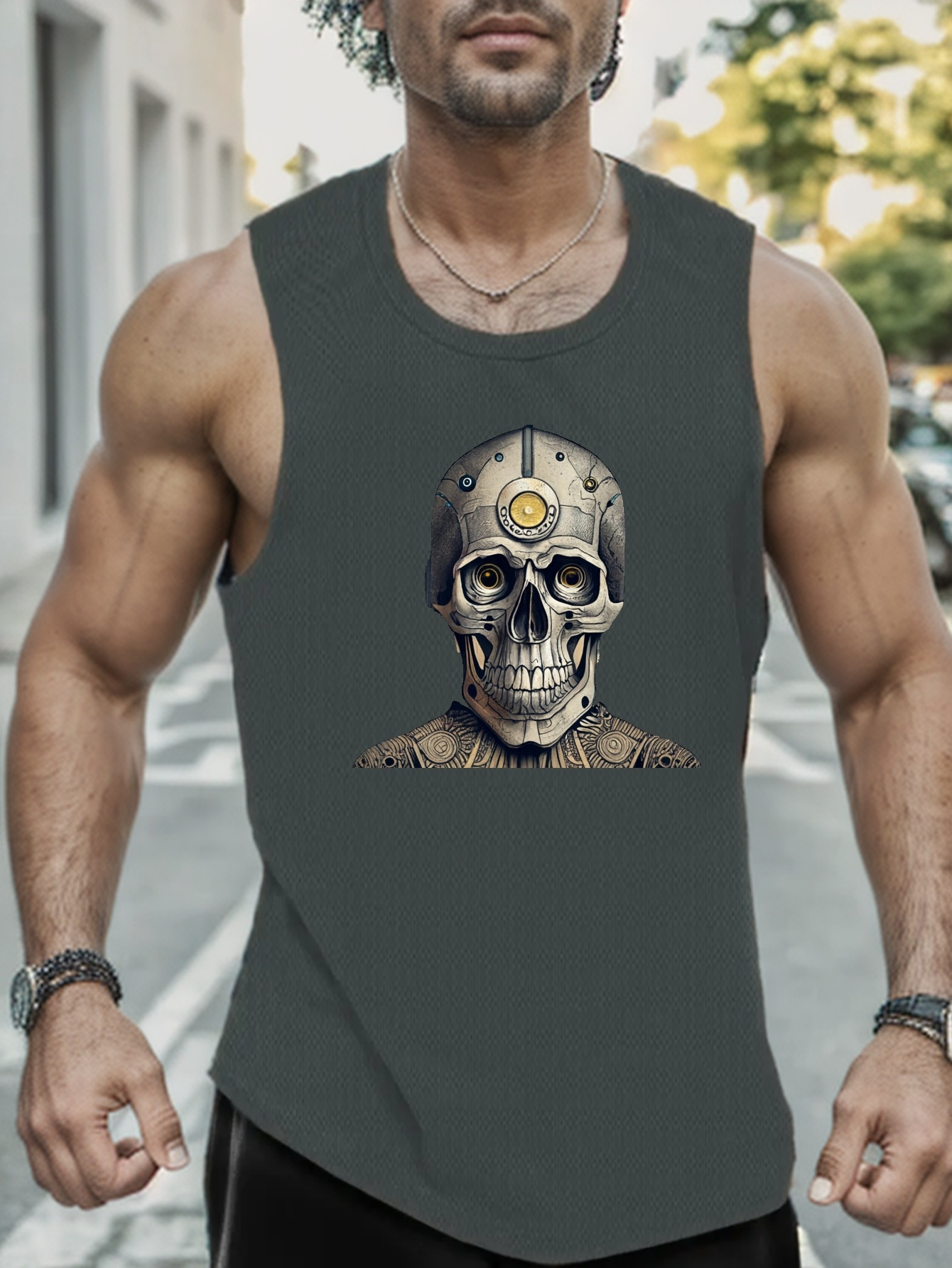 Chaleco Sin Mangas Estampado Esqueleto Hombre Camisetas - Temu Mexico