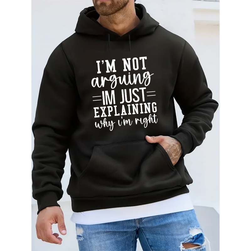 

'' Arguing '' Print Hoodies For Men, Graphic Hoodie With Kangaroo Pocket, Comfy Loose Trendy Hooded Pullover, Mens Clothing For Autumn Winter