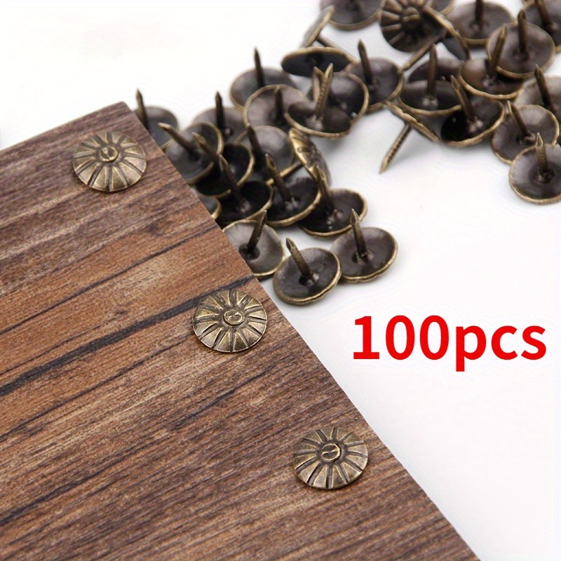 100pcs Bronze Nail Upholstery Decorative Tacks Nails Antique Jewelr Decor  Sofa Square Nails Urniture Hardware Accessories