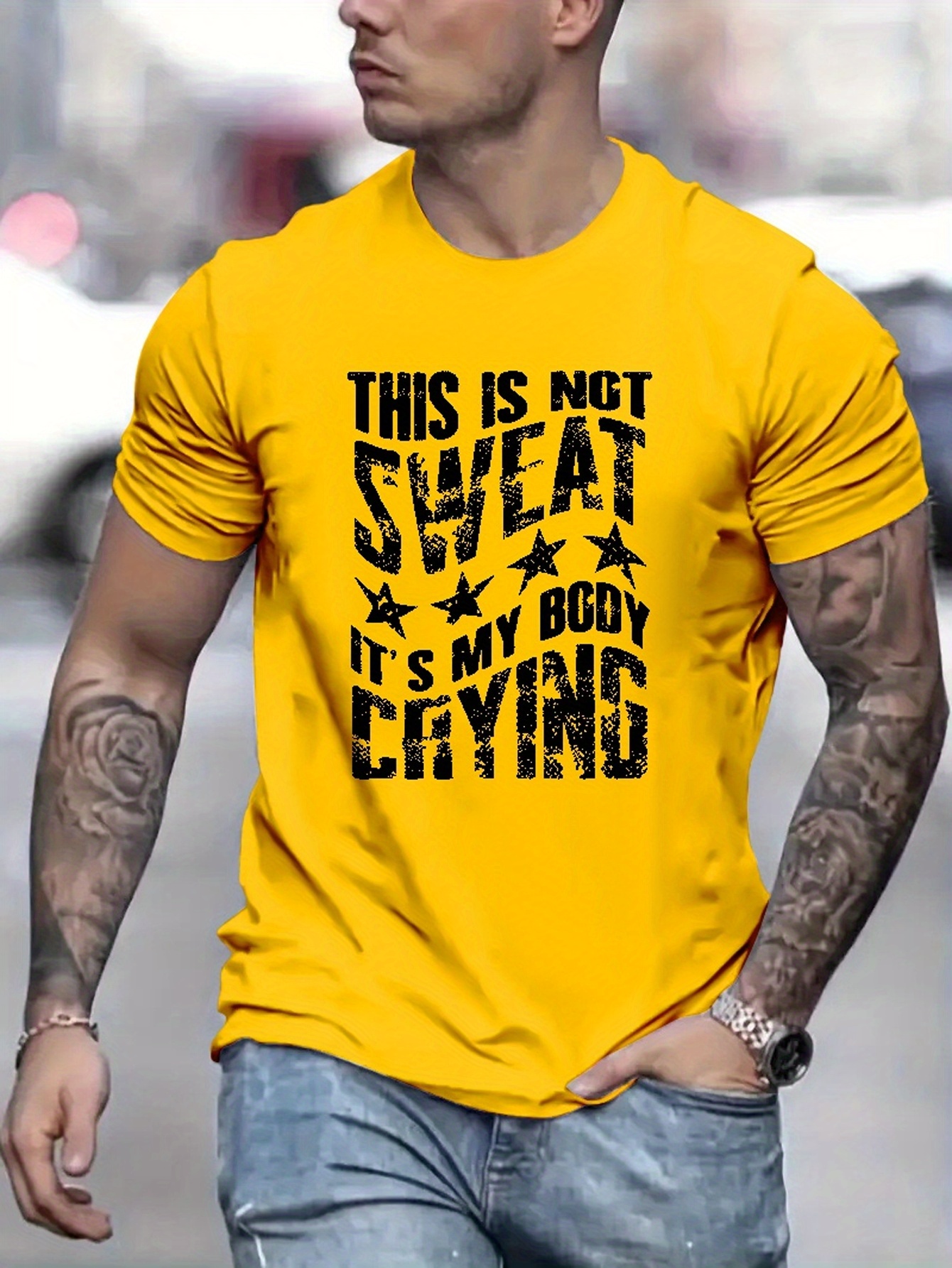 Body Crying Print T Shirt Tees Men Casual Short Sleeve T - Temu Canada