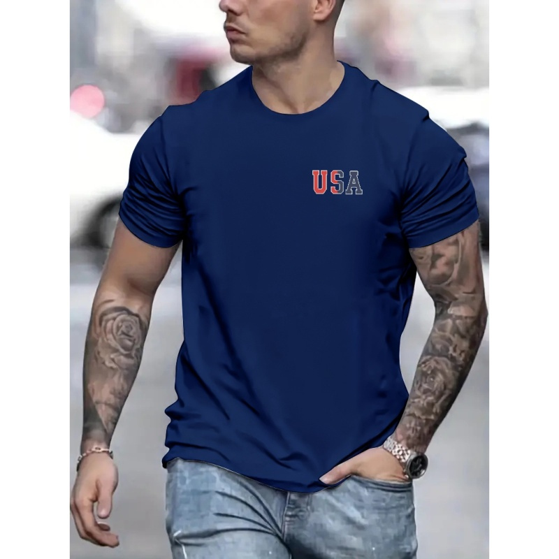 

Usa Print T Shirt, Tees For Men, Casual Short Sleeve T-shirt For Summer