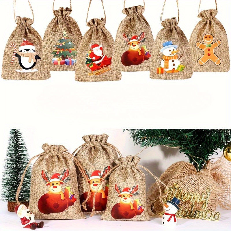 Christmas Burlap Bags, Christmas Gift Drawstring Bag, Candy Snack Storage  Bag, Christmas Party Decor, Party Gift Bag, Food Packaging Bag, Festival  Decor Supplies, Holiday Gift Packaging - Temu