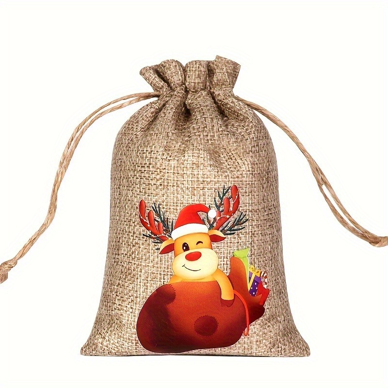 Christmas Burlap Bags, Christmas Gift Drawstring Bag, Candy Snack Storage  Bag, Christmas Party Decor, Party Gift Bag, Food Packaging Bag, Festival  Decor Supplies, Holiday Gift Packaging - Temu