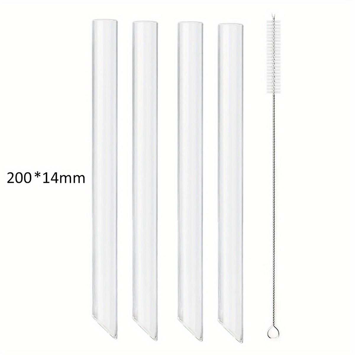 5pcs/set Transparent Borosilicate Glass Straws, Reusable Heat Resistant  Long Thick Straws For Drinking Water, Bubble Tea