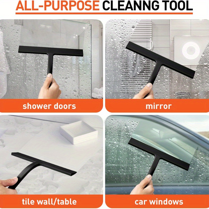 All-Purpose Shower Squeegee for Glass Doors, Bathroom Squeegee for Shower  Glass Door, Tile, Mirror, Car, Professional Window Cleaning with Hooks, Gap