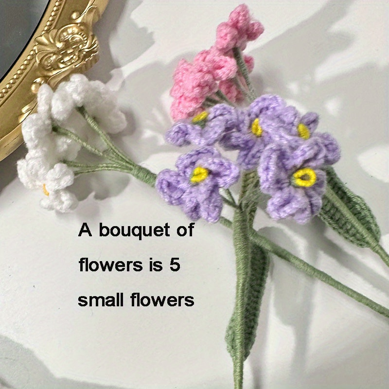 Artificial Crochet Flower Bouquets Forget Me Not Hand Knitted