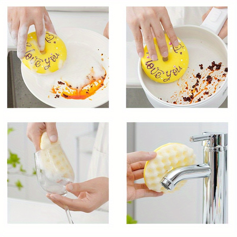 Cute Multifunctional Cleaning Sponge, Round Pot Sponge, Scouring