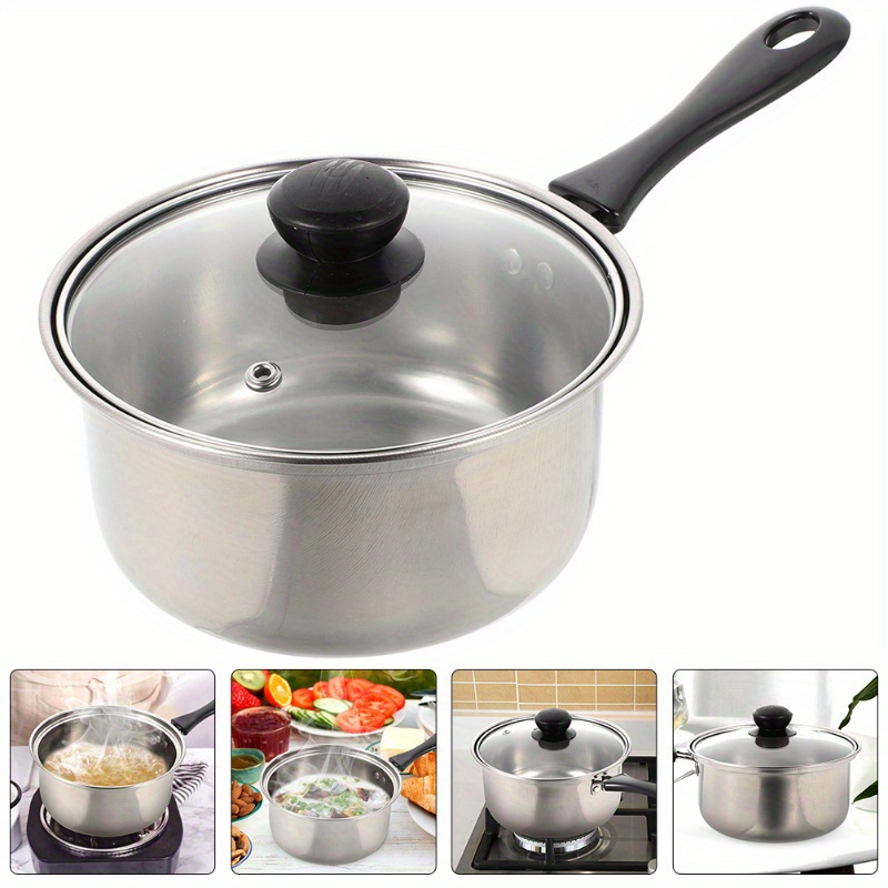  Juego de 2 ollas y sartenes antiadherentes, sartenes de cocina,  ollas de sopa para cocina de inducción, cocción a fuego abierto (color  negro a, tamaño: 24+6.3 in) : Hogar y Cocina