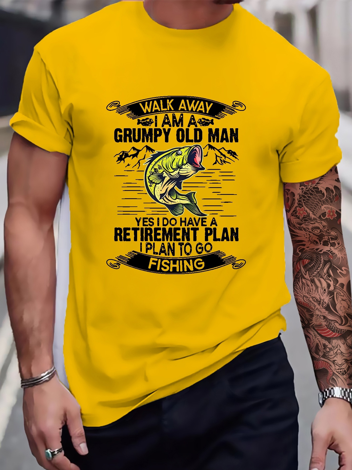 T shirt Men retirement Plan Fishing Graphic Print Tees - Temu