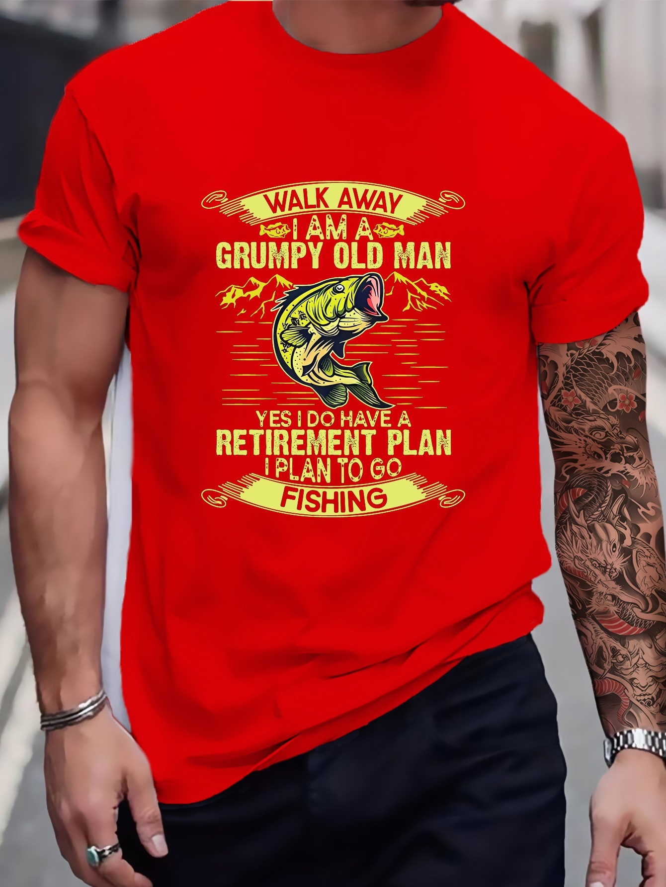 T shirt Men retirement Plan Fishing Graphic Print Tees - Temu