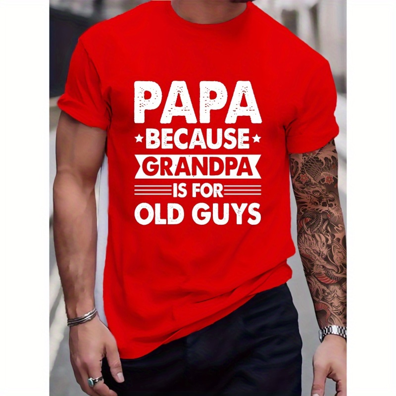 

Papa Print T Shirt, Tees For Men, Casual Short Sleeve T-shirt For Summer