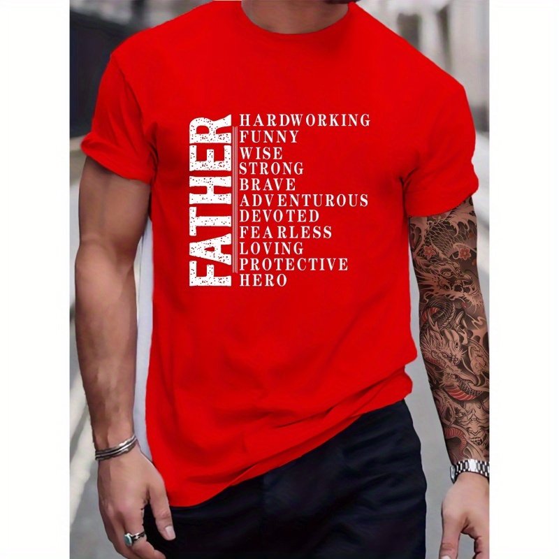 TEMU Father Print T Shirt, Tees For Men, Casual Short Sleeve T-shirt For Summer