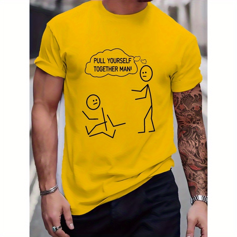 

Funny Pull Yourself Together Print T Shirt, Tees For Men, Casual Short Sleeve T-shirt For Summer