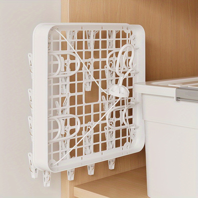 Foldable Drying Racks For Laundry Sock Hanger Wall Mounted With 24 Clips  Multifunctional Clothes Hanger Rack