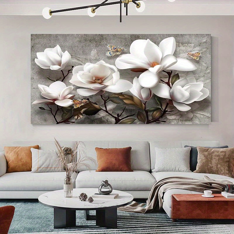 Juego de 2 pinturas grandes en lienzo Decoración floral de la pared Floras  Pinturas hechas a