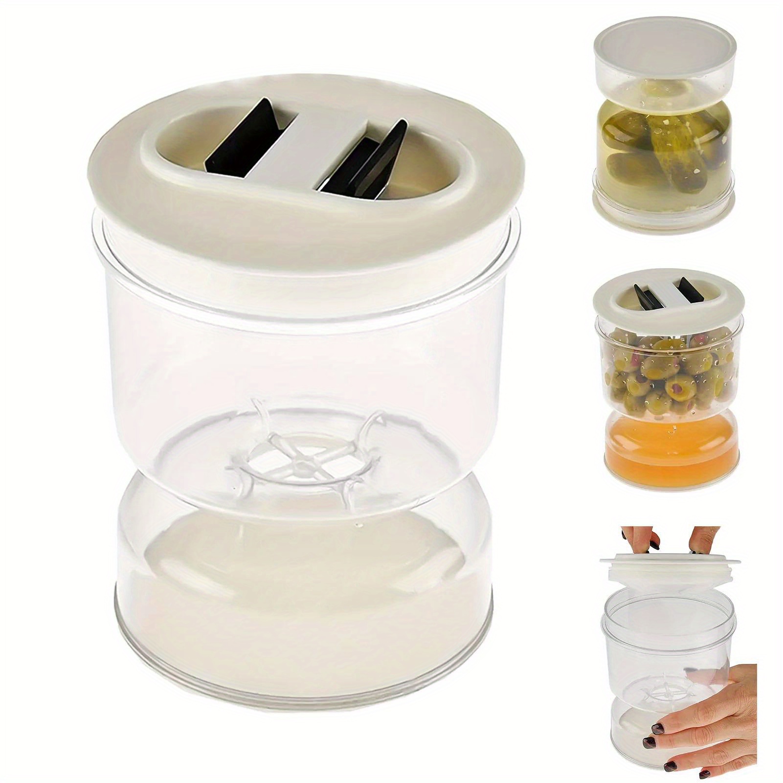 Airtight Pickle And Olives Jar With Strainer Flip Separates - Temu